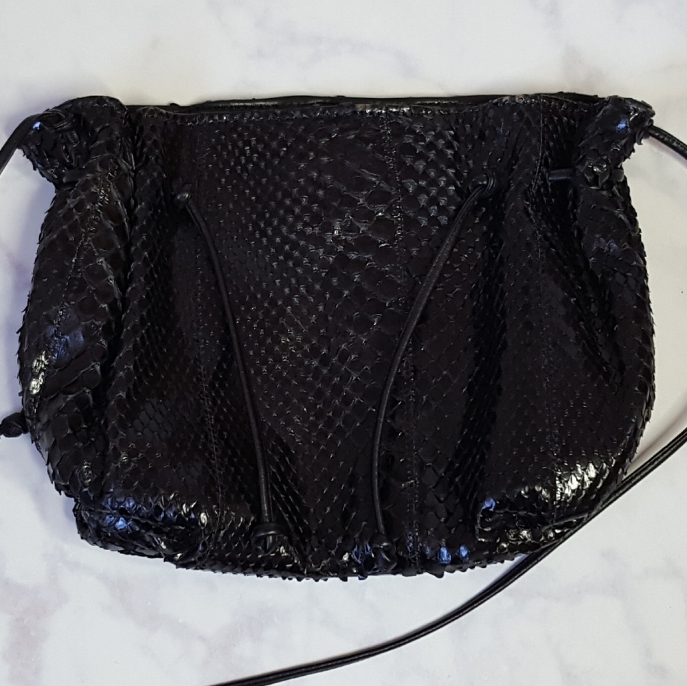 Carlos Falchi Black Snakeskin Crossbody